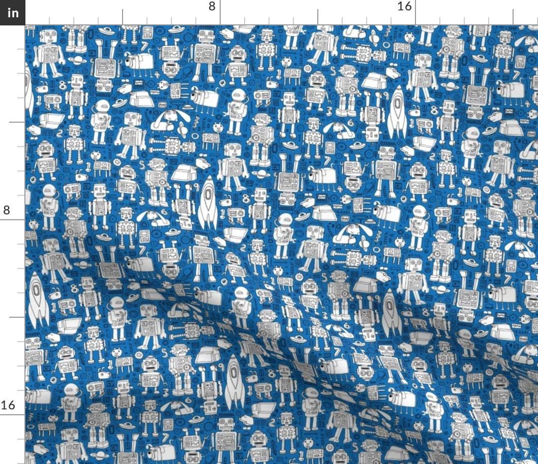 Robot Pattern - blue and white