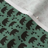 geometric bear // viridian green bear with triangles for gender neutral cool scandi kids and home decor textiles