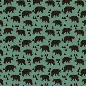 geometric bear // viridian green bear with triangles for gender neutral cool scandi kids and home decor textiles