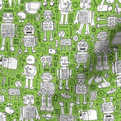 Robot Pattern - green and white