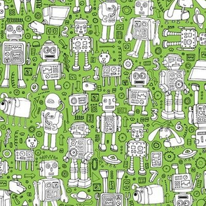 Robot Pattern - green and white