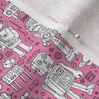 Robot Pattern - pink and white