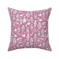 Robot Pattern - pink and white