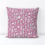 Robot Pattern - pink and white