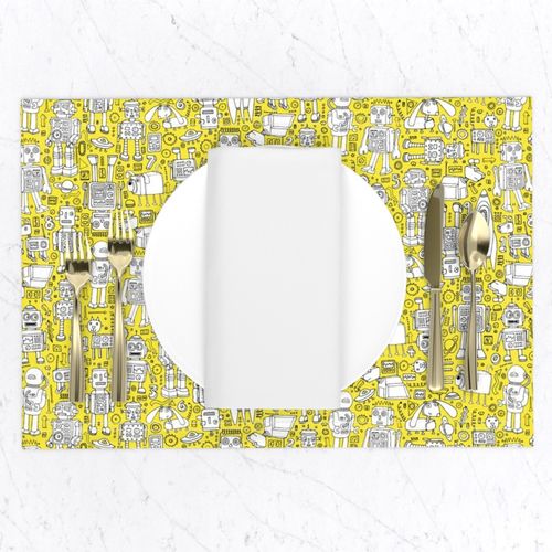 Robot Pattern - yellow and white