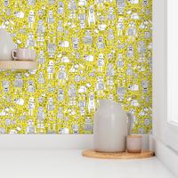 Robot Pattern - yellow and white