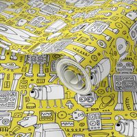 Robot Pattern - yellow and white