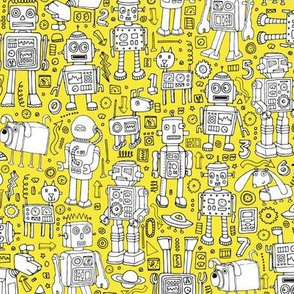 Robot Pattern - yellow and white