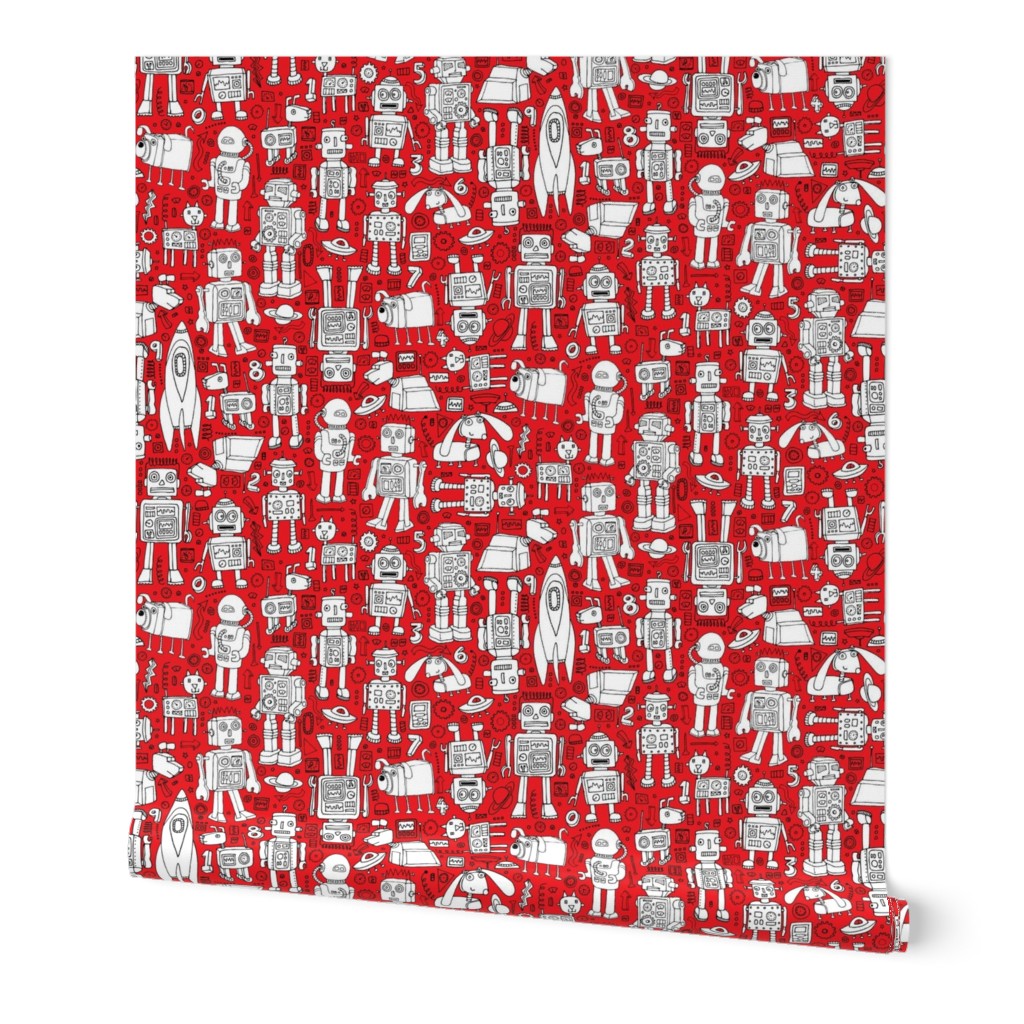 Robot Pattern - red and white