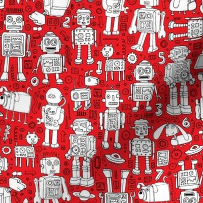 Robot Pattern - red and white