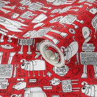 Robot Pattern - red and white