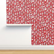 Robot Pattern - red and white