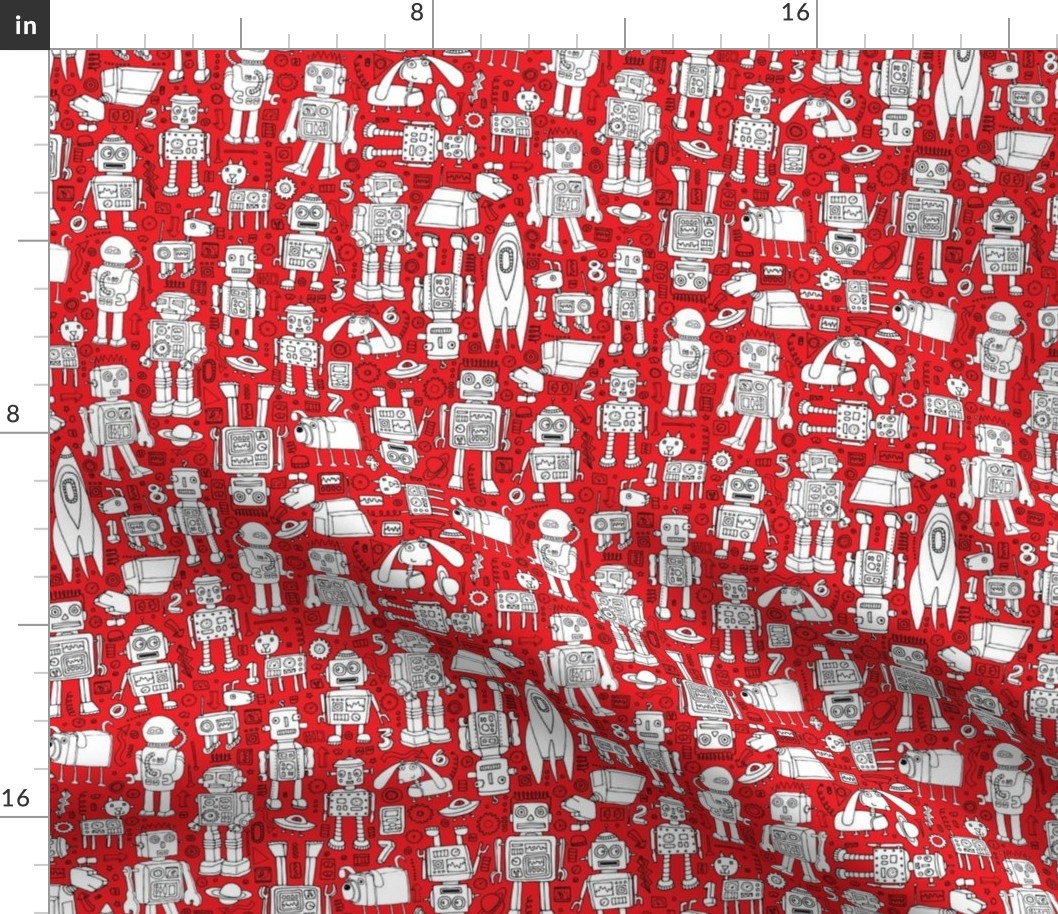 Robot Pattern - red and white