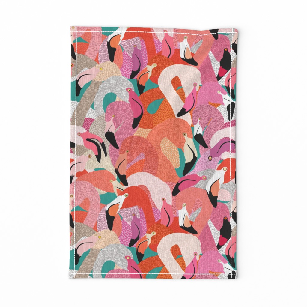 Flamingoes in Orange and Pink - EXTRA LARGE