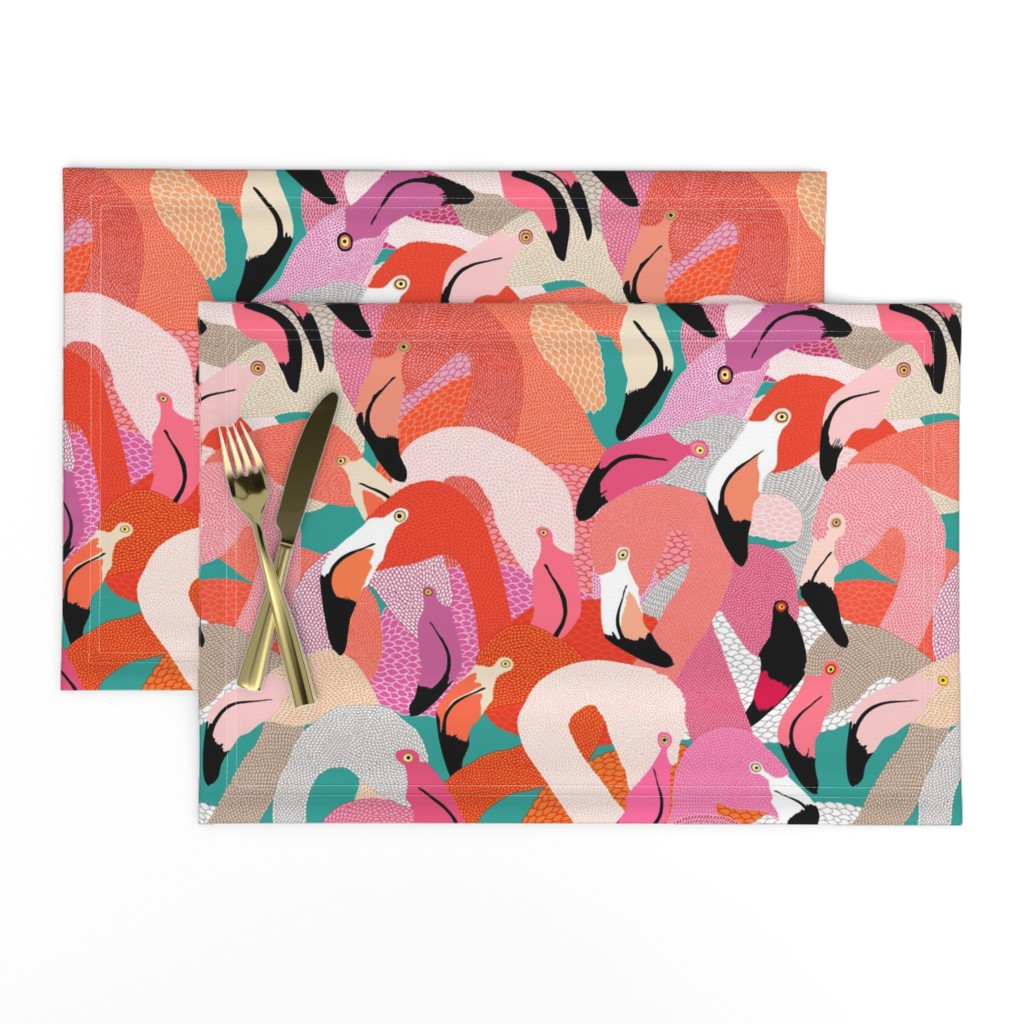 Flamingoes in Orange and Pink - EXTRA LARGE