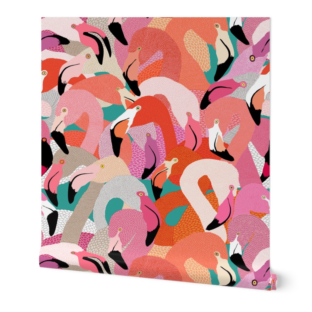 Flamingoes in Orange and Pink - EXTRA LARGE