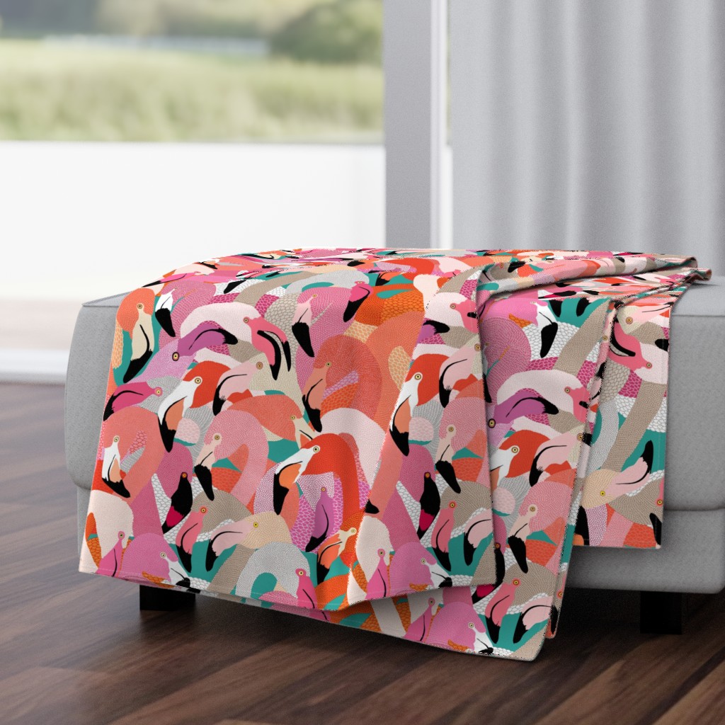 Flamingoes in Orange and Pink - EXTRA LARGE