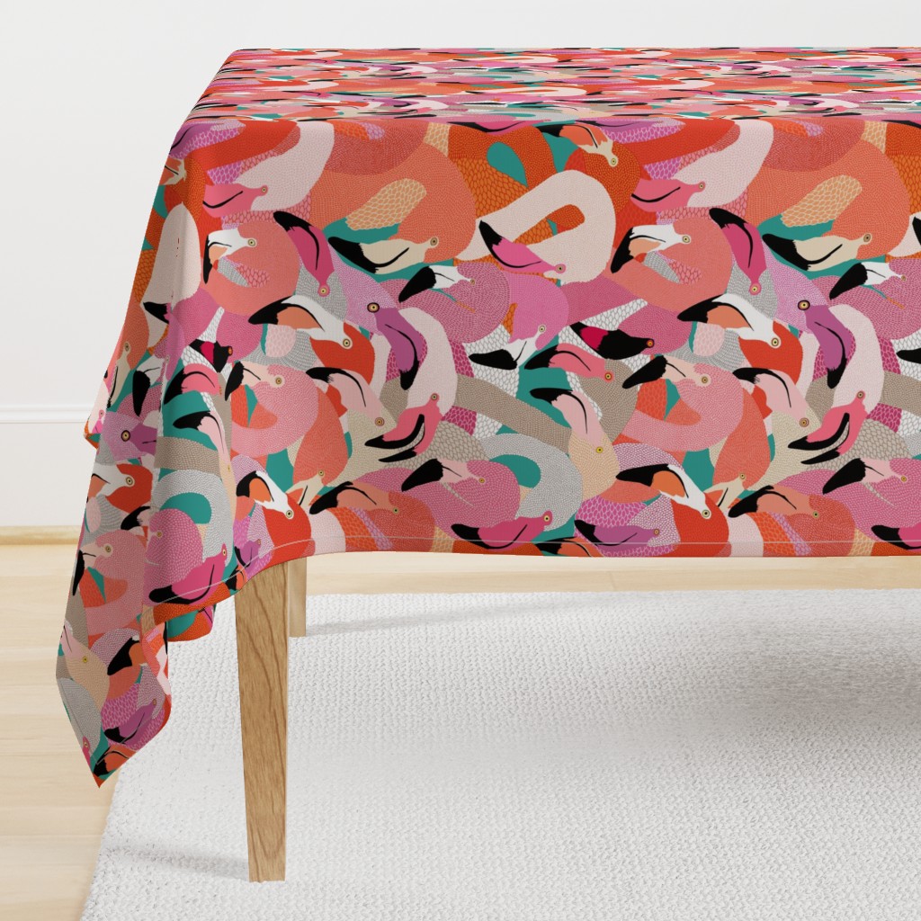 Flamingoes in Orange and Pink - EXTRA LARGE