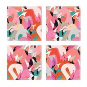 Flamingoes in Orange and Pink - EXTRA LARGE