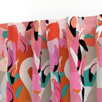 Flamingoes in Orange and Pink - EXTRA LARGE