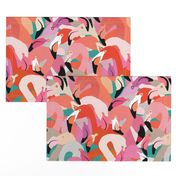 Flamingoes in Orange and Pink - EXTRA LARGE