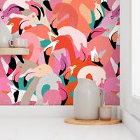 Flamingoes in Orange and Pink - EXTRA LARGE