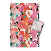 Flamingoes in Orange and Pink - EXTRA LARGE