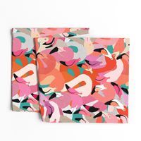 Flamingoes in Orange and Pink - EXTRA LARGE