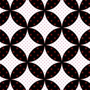Overlapped Circles - Black on White w Pink