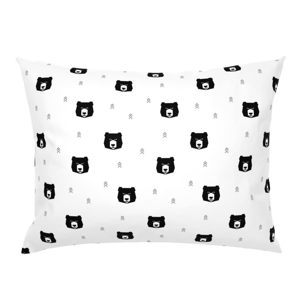 Bears - black and white bear head monochrome geometric 