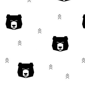 Bears - black and white bear head monochrome geometric 