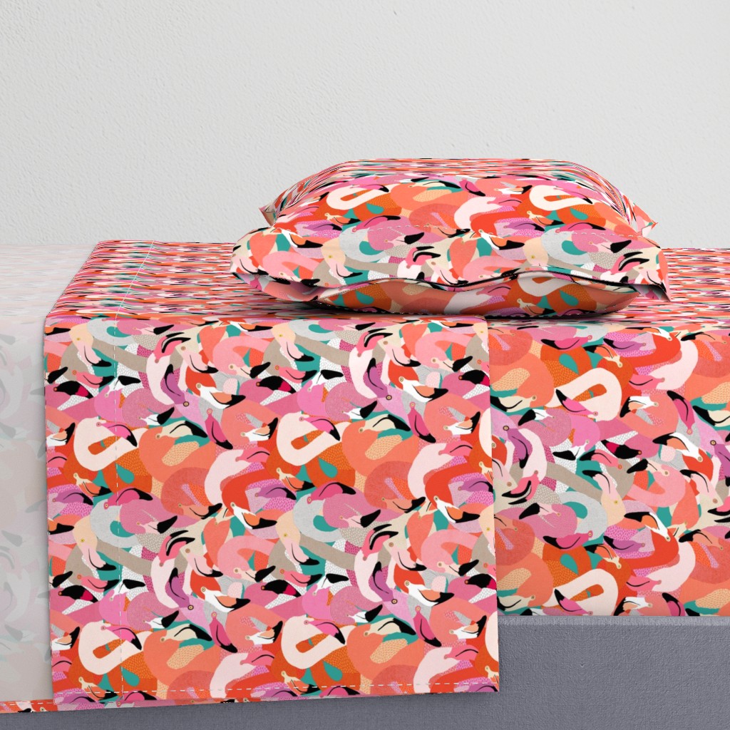 Flamingoes in Orange and Pink - LARGE