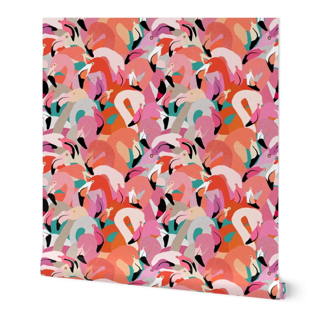 Flamingoes in Orange and Pink - LARGE