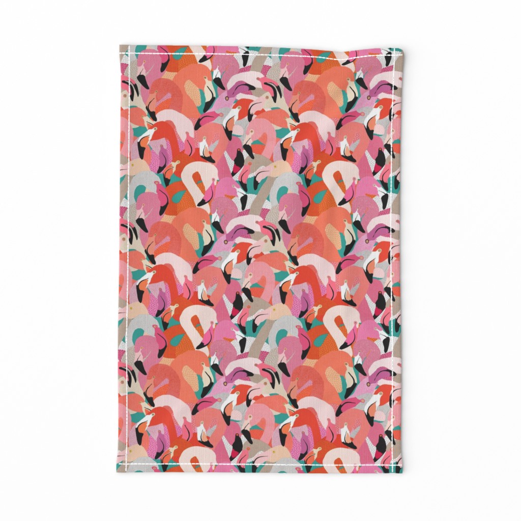 Flamingoes in Orange and Pink - LARGE