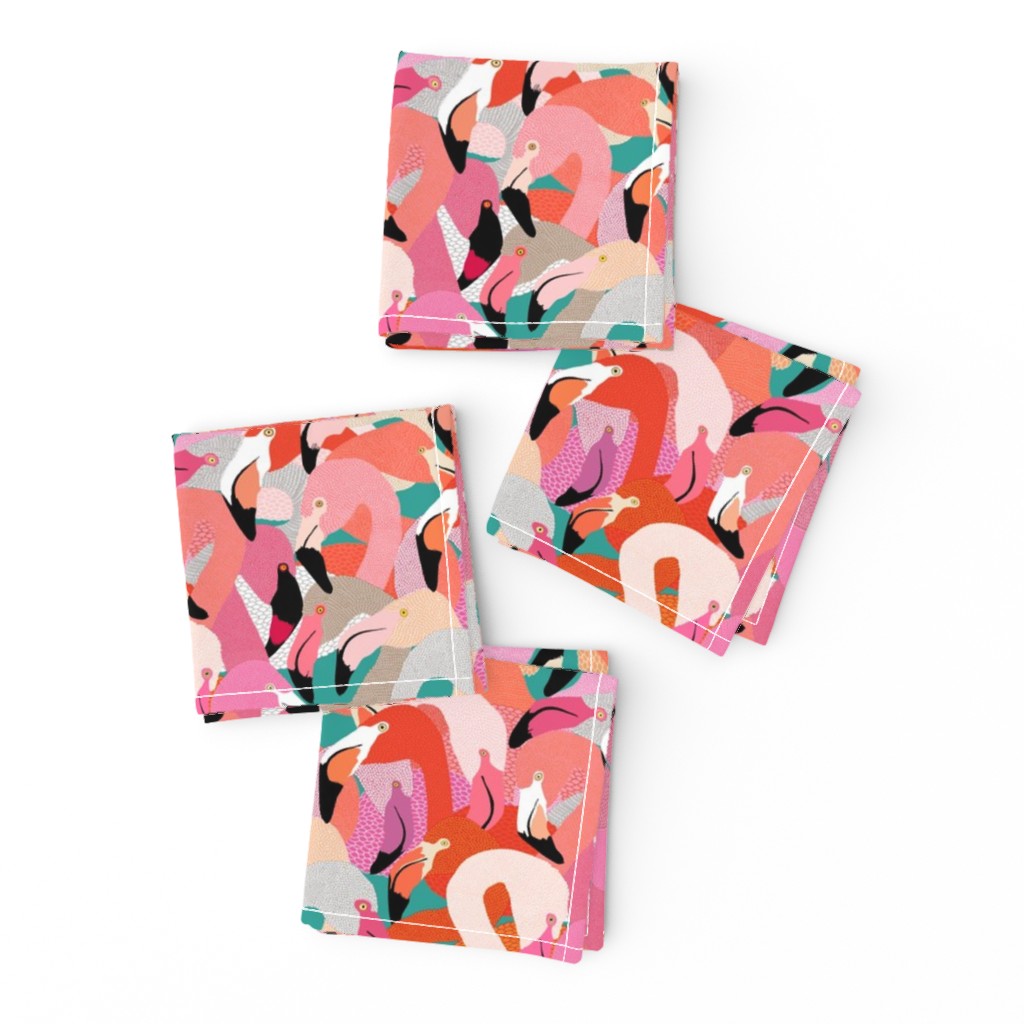 Flamingoes in Orange and Pink - LARGE