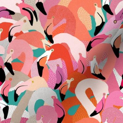 Flamingoes in Orange and Pink - LARGE