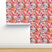 Flamingoes in Orange and Pink - LARGE