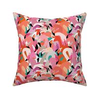 Flamingoes in Orange and Pink - LARGE