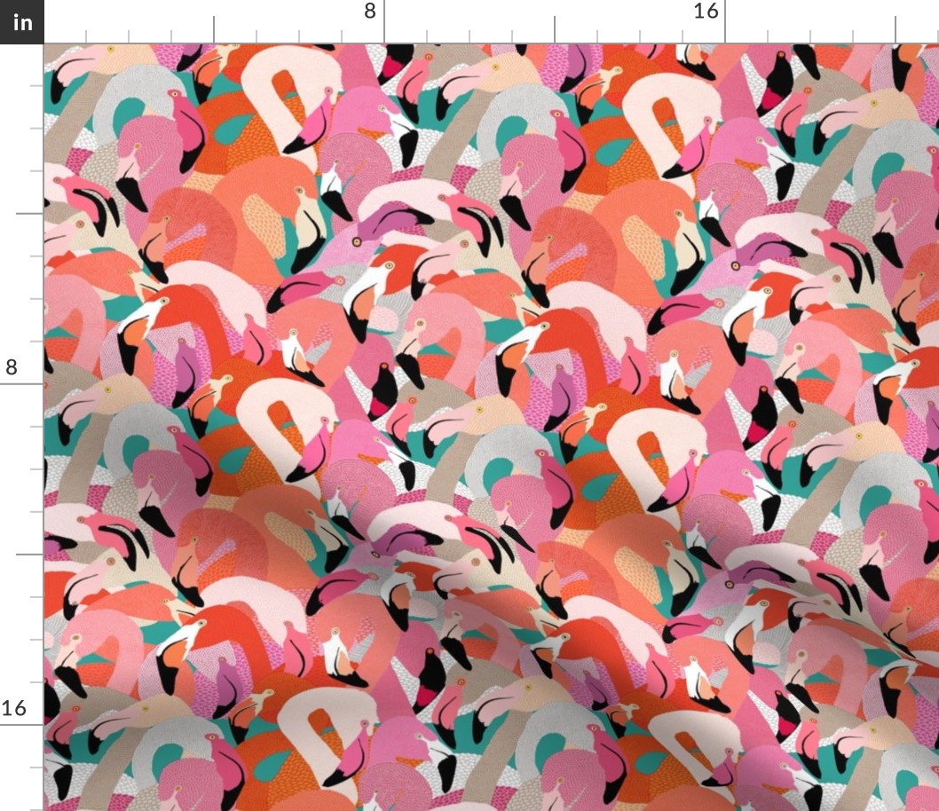 Flamingoes in Orange and Pink - LARGE