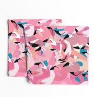 Flamingoes in Pink and Turquoise - EXTRA LARGE
