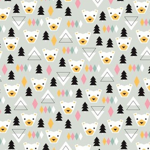 Geometric winter polar bears christmas kids illustration print SMALL