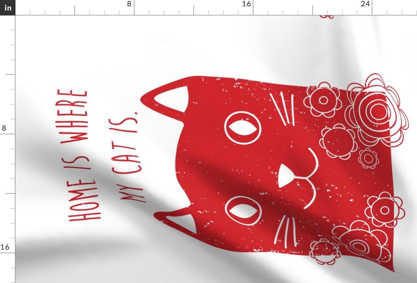 Home is where my cat is  // tea towel red