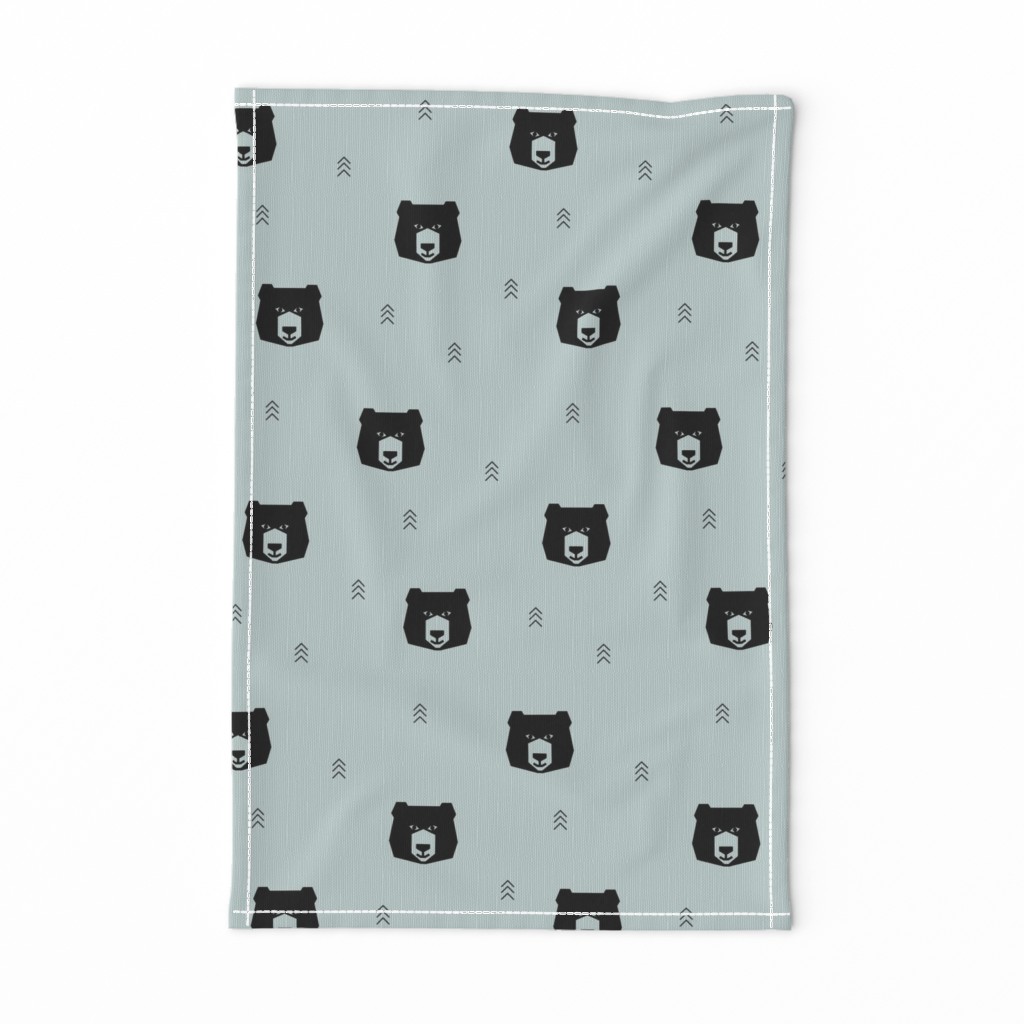 Bears - black on seafoam blue, geo bear || by sunny afternoon