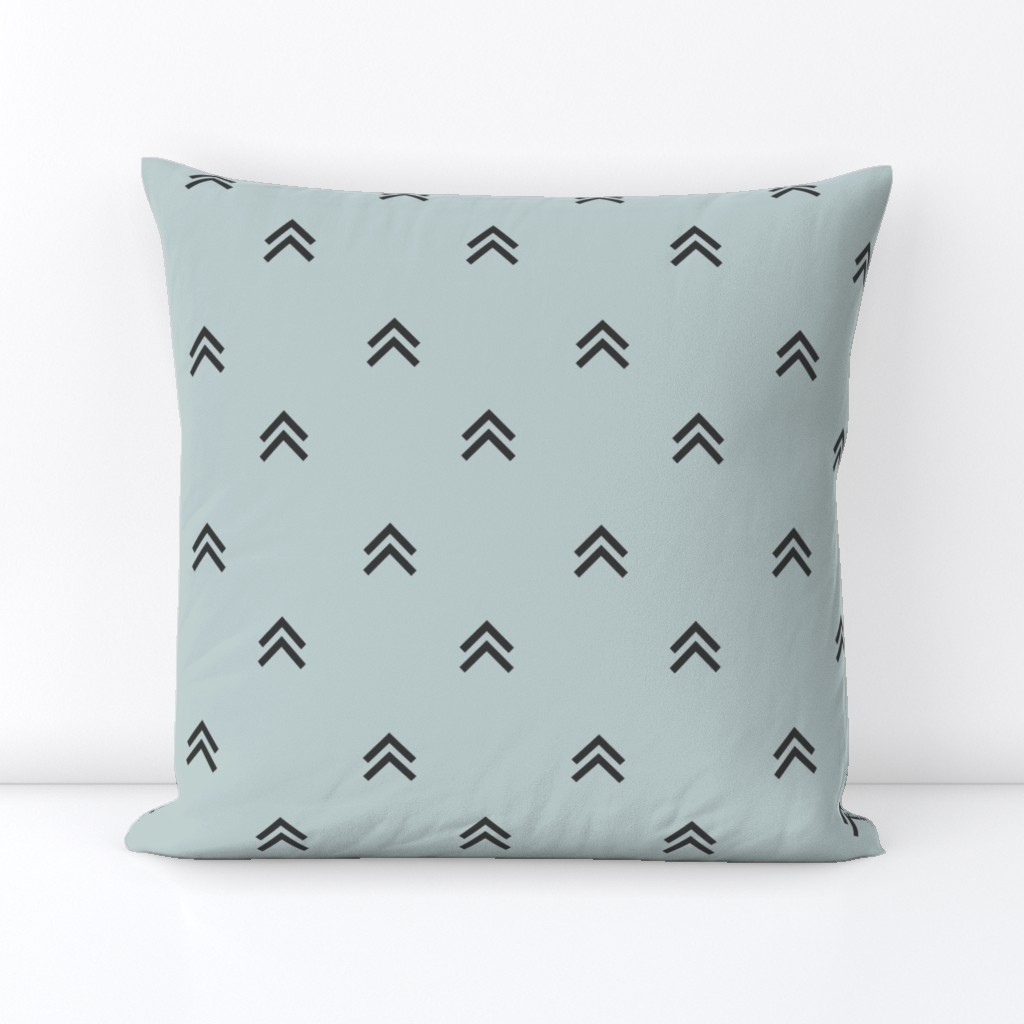 Arrows triangles mountains - graphite on seafoam pale blue || by sunny afternoon