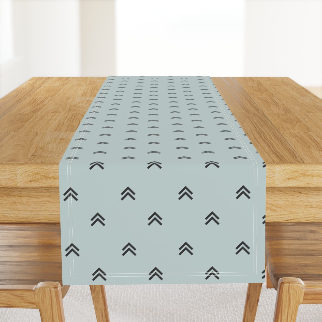 Arrows triangles mountains - graphite on seafoam pale blue || by sunny afternoon