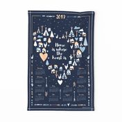 2019 tea towel calendar - home sweet