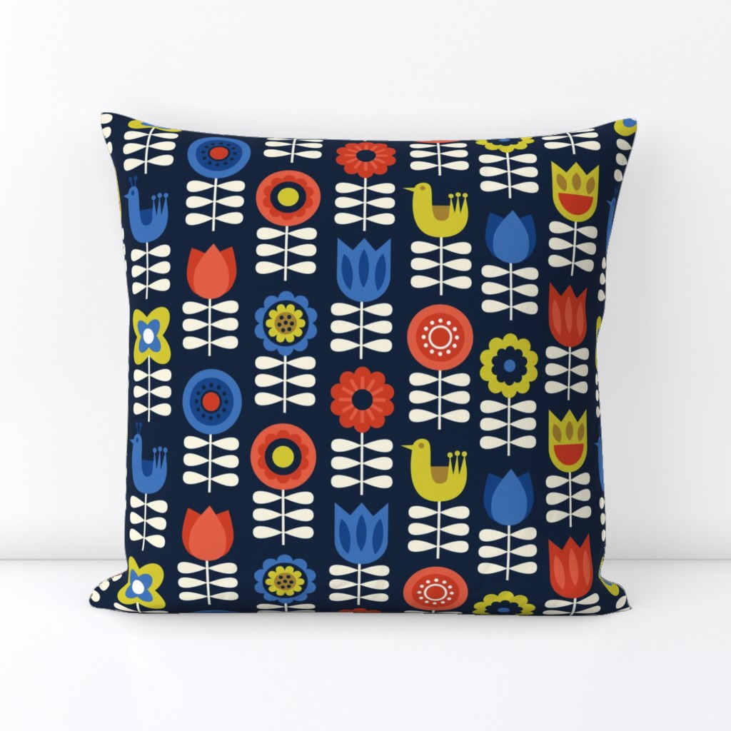 scandinavian floral navy LG