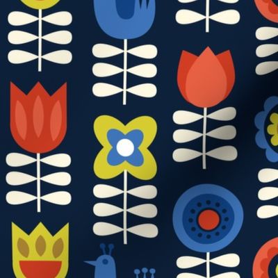 scandinavian floral navy LG