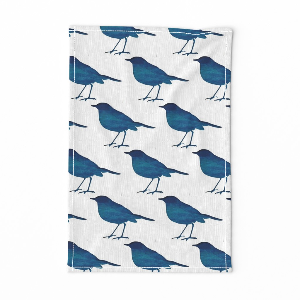 Blue Birds Aqua White