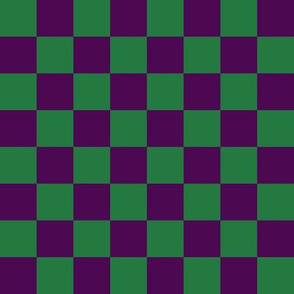 JP6 - Large - Checkerboard of One Inch Squares in Grassy Green and Vivid Purple